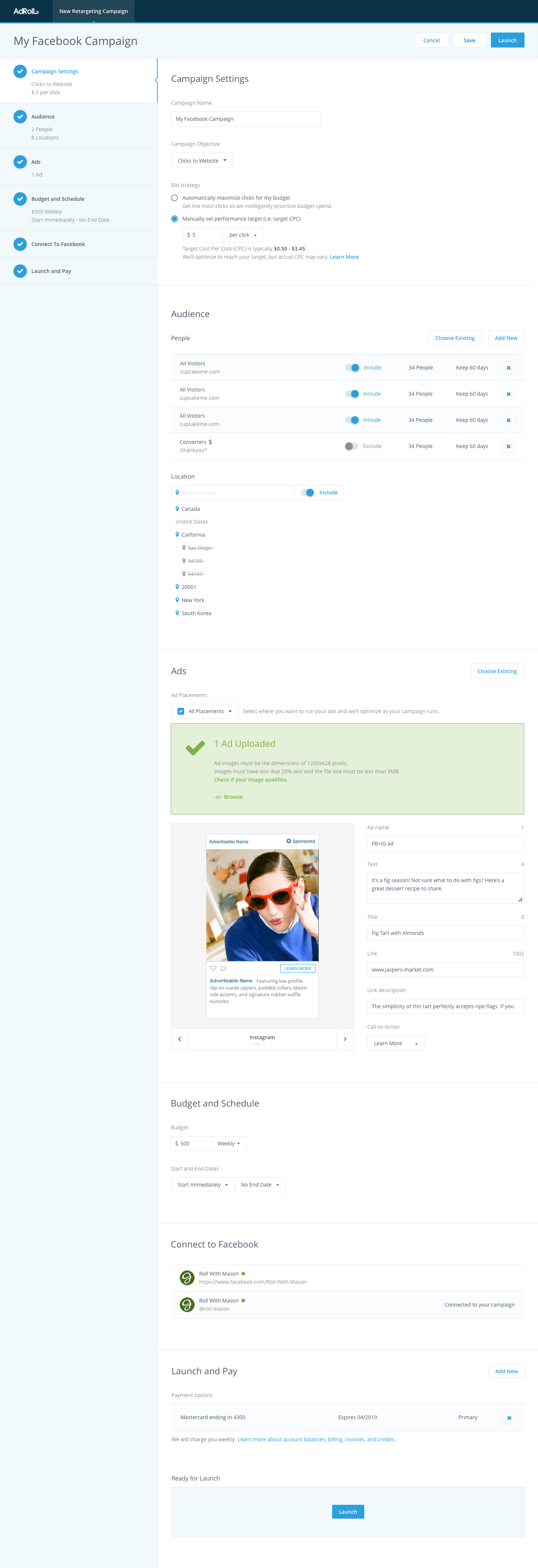 AdRoll Campaign Creation