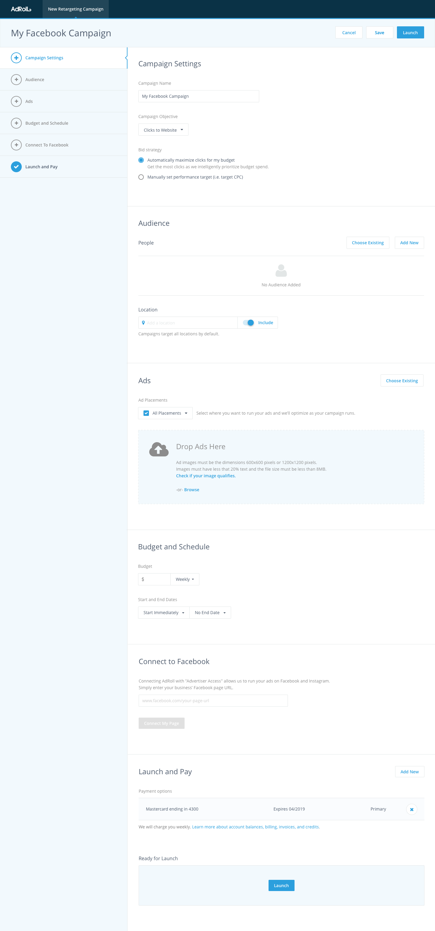 AdRoll Campaign Creation