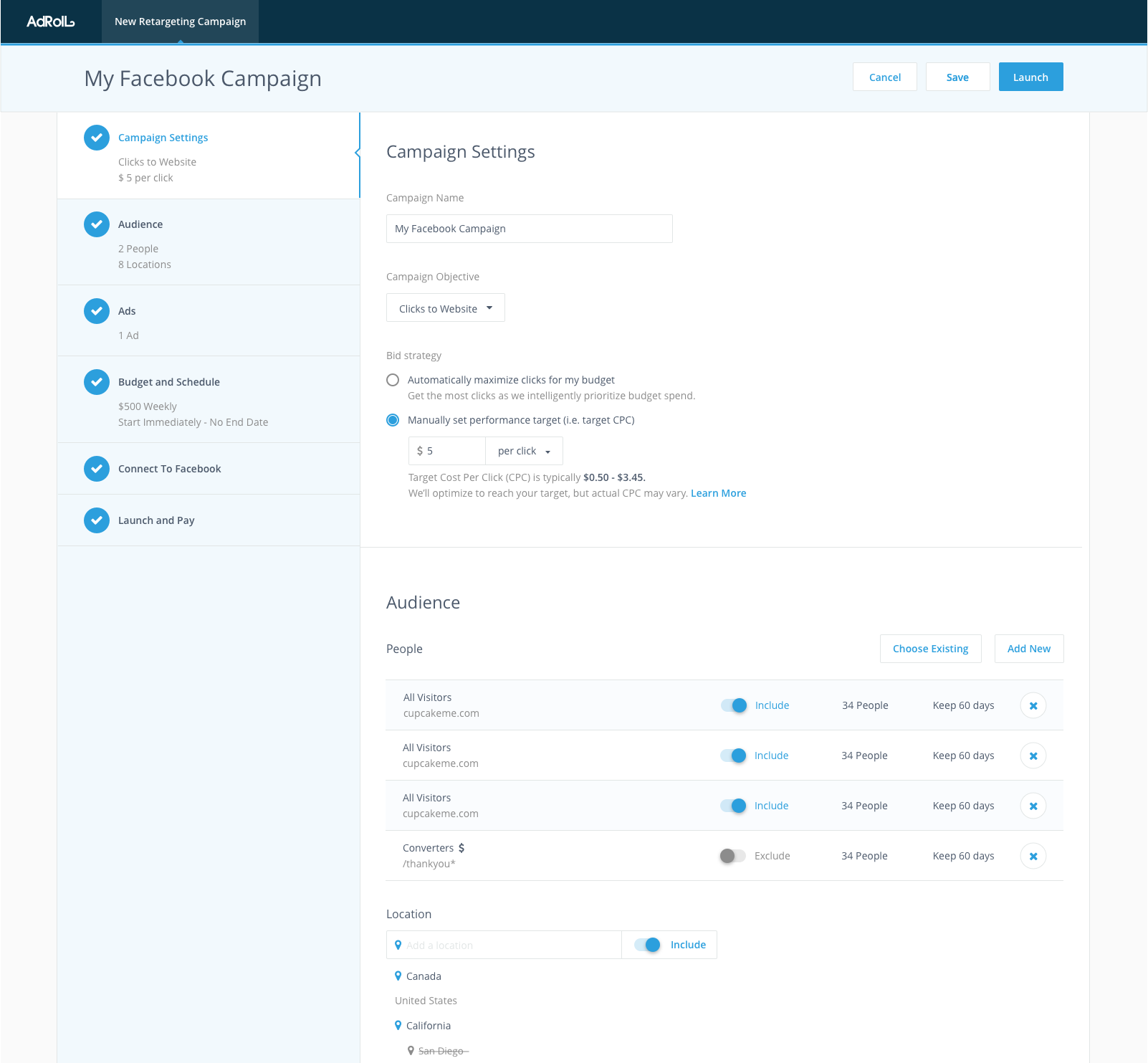 AdRoll Campaign Creation
